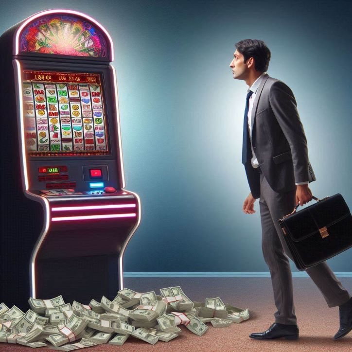 gambler walking away from slot machine